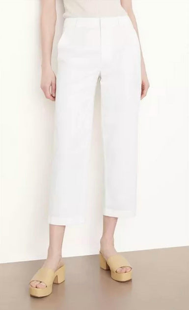 Vince Low Rise Washed Cotton Crop Pants White US 6 2