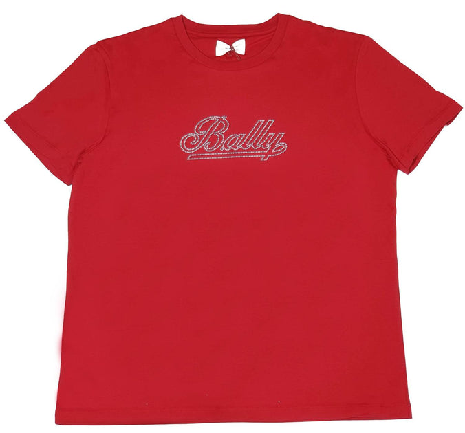 Bally Damen Studs Graphic Logo T-Shirt Rot Medium 4
