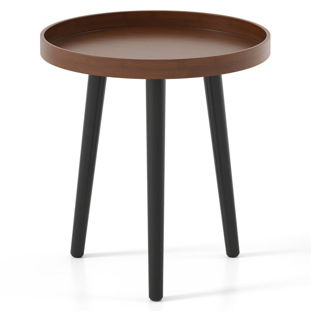 Hivvago Round Side Table Brown 2
