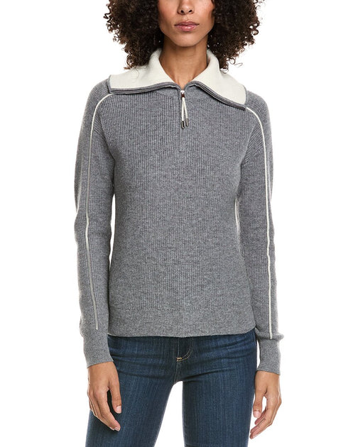 InCashmere Zipper Big Polo Sweater Grey XL 2