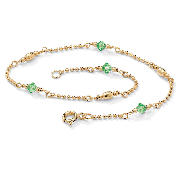 Palm Birthstone Sterling Silver Ankle Bracelet Multi 2