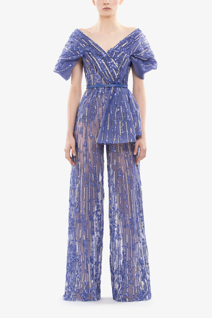 Saiid Kobeisy Embroidered Jumpsuit Purple EU 38 3