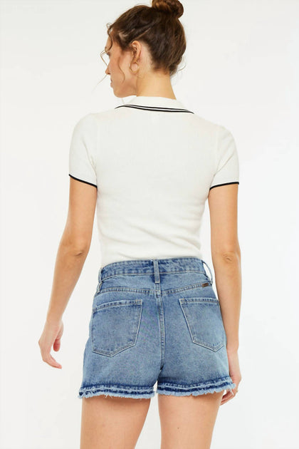KanCan High Rise Hem Shorts Blau 25 3