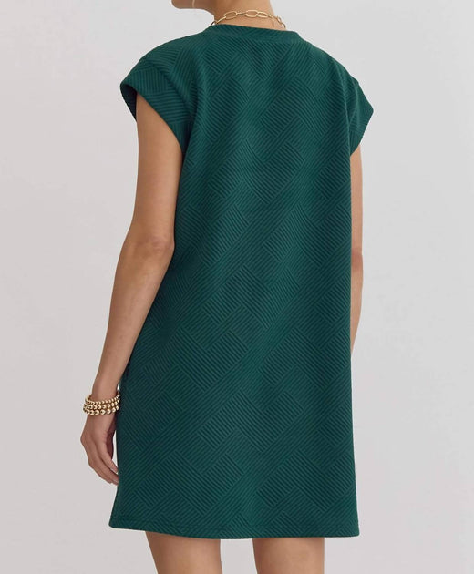 entro Quilted Round Neck Sleeveless Mini Dress Green Large 4