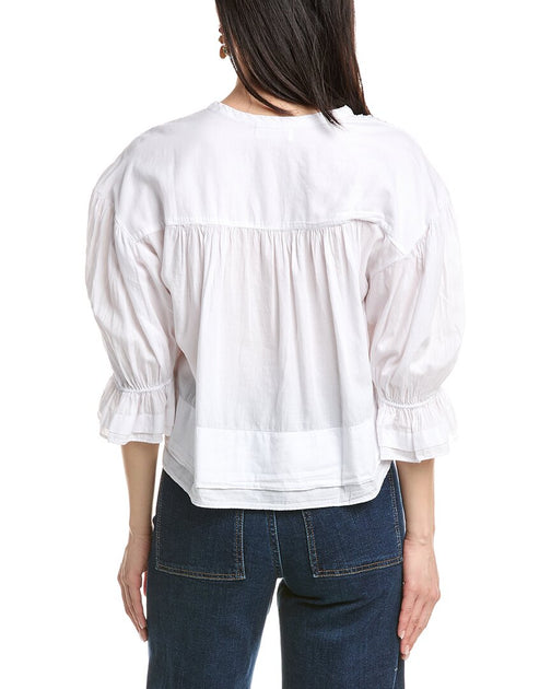 Nation LTD Scarlet Pintuck Top White Large 3