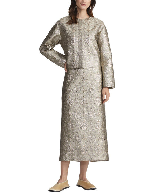 Lafayette 148 New York Collarless Drop Shoulder Jacket Silber XXS 4
