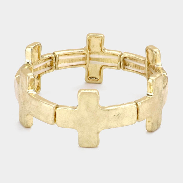 FASHNZFAB Cross Stretch Bracelet Gold One Size 2