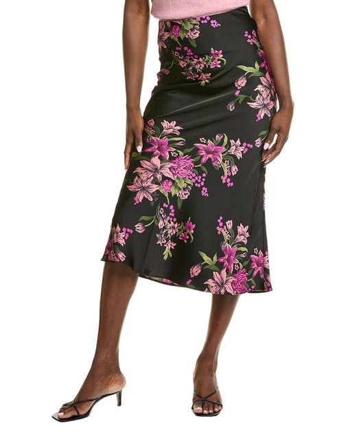 Gracia Satin Fishtail Midi Skirt Black Large 2