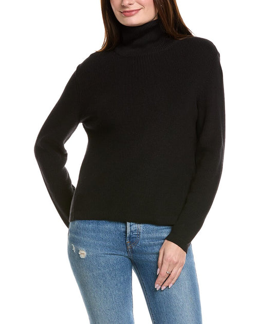 Hannah Rose Shaker Turtleneck Sweater Black XS 2
