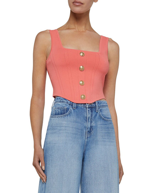 L'AGENCE Saga Square Neck Corset Top Gold Small 2