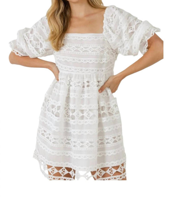 August Apparel Puff Pastry Dress White Medium 2