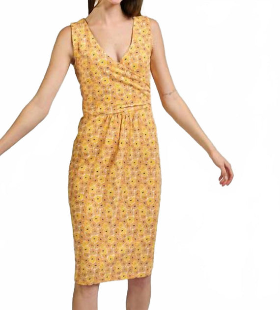 Mata Traders Danica Floral Wrap Mini Dress Yellow Small 2