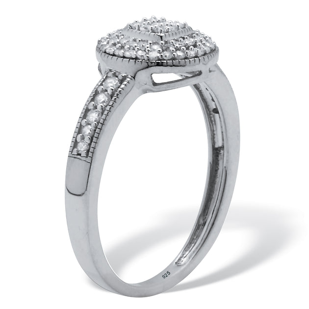 Palm .30 TCW Diamond Sterling Silver Halo Engagement Ring Silver US 6 3