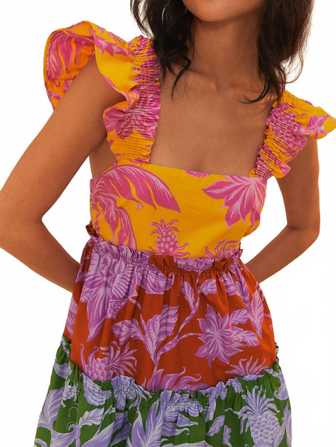 Farm Rio Tropical Swing Mix Mini Dress Multi Medium 4