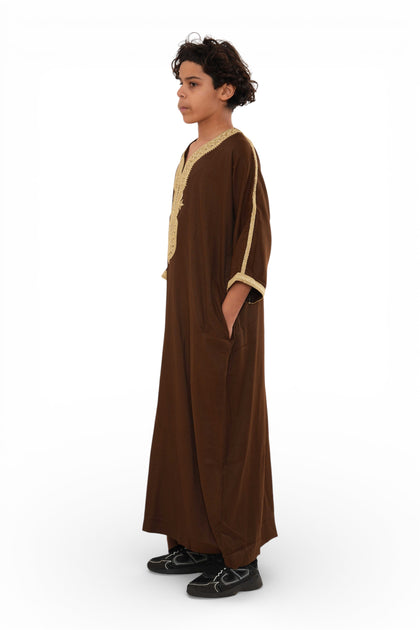 K-HM67 Boys Moroccan Thobe Brown 6+ Years 4