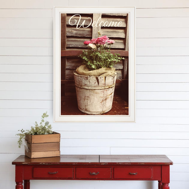 Hivvago Welcome Roses 1 Framed Print White 2