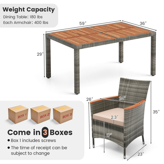 Hivvago 7 Piece Dining Set Gray 4