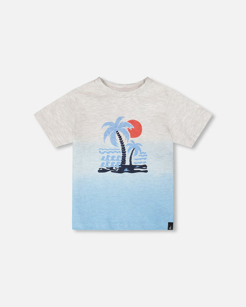Deux par Deux Short Sleeve T-Shirt Grey Mix To Blue Gradient Grey US 7 2