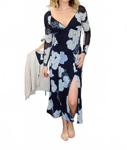 Free People Calla Midi Dress Blue Medium 2
