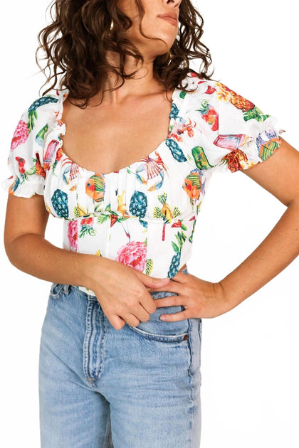 Blu Pepper Island Nights Corset Detail Top White Medium 2