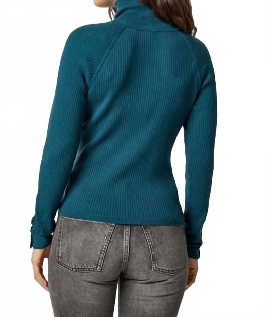 Lilla P Slim Rib Turtleneck Sweater Grey Large 3