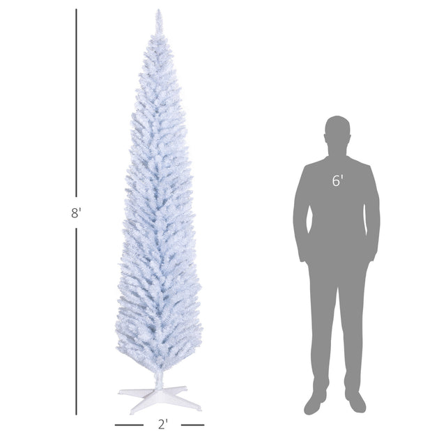 Streamdale 8FT Slim Artificial Pencil Christmas Tree White 4
