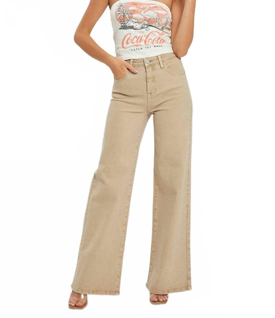 RISEN High Rise Tummy Control Wide Pants Beige 30 2