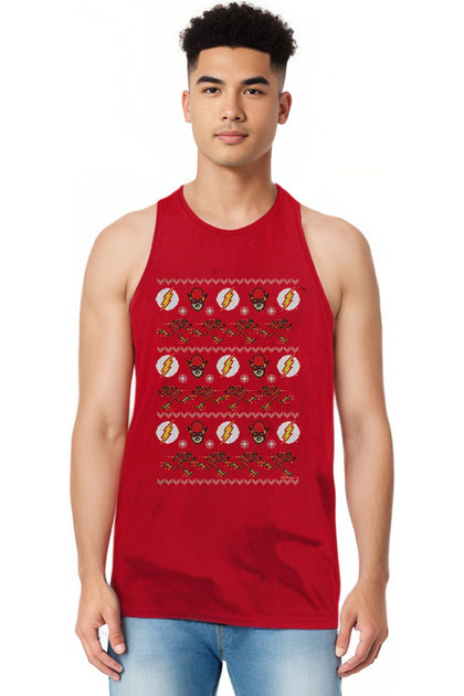 Gildan DC Comics Flash Ugly Christmas Sweater Tank Top Red Medium 4