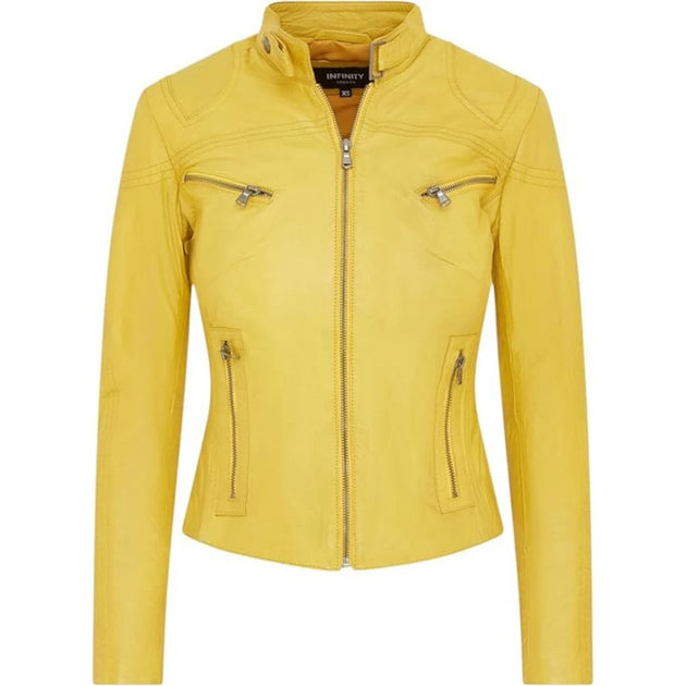 TruClothing Classic Racer Biker Jacket Yellow US 16 2