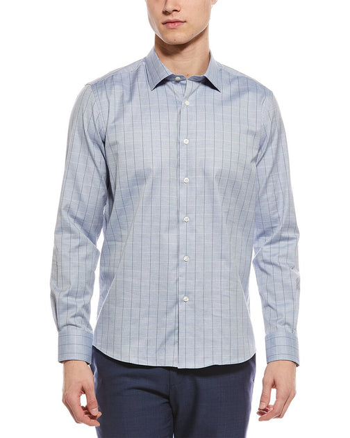 Chemise Scott Barber Melange Dobby Pane Bleu Large 2
