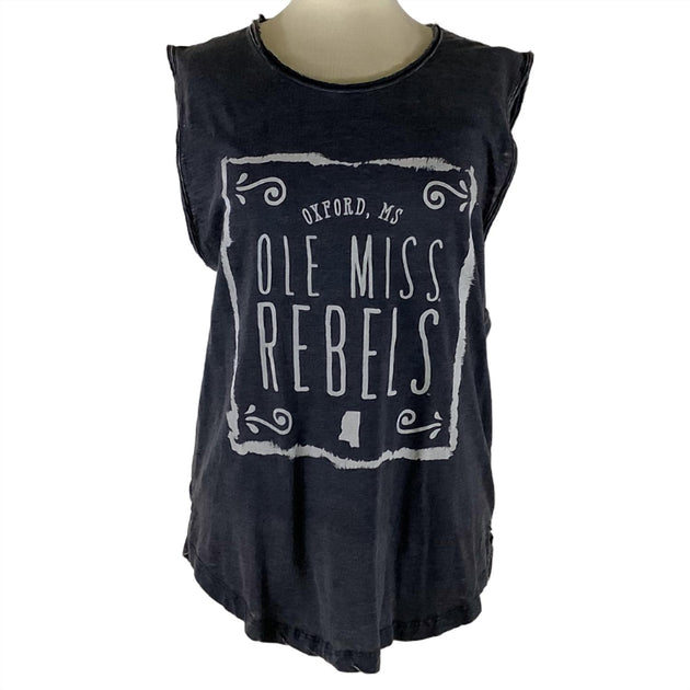 Pressbox Ole Miss Ruffy Tank Black XLarge 2