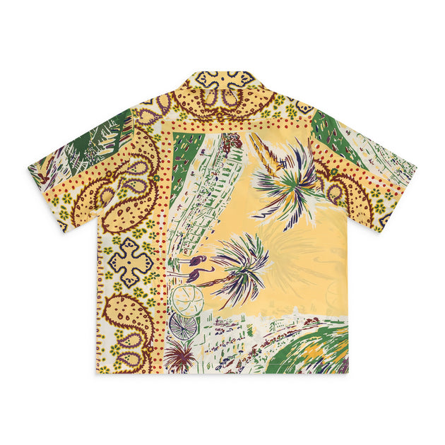 Rhude Palmina Seidenhemd mit Knopfleiste Gelb Small 3
