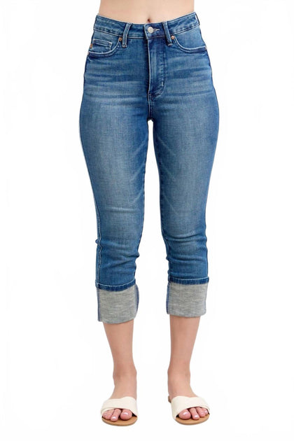 Judy Blue High Rise Tummy Control Capri Jeans Blue 26 2
