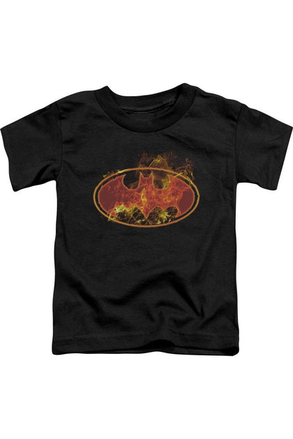Gildan Batman Flames Logo T-Shirt Black 2 Years 2