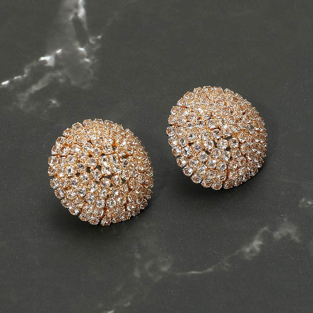 FASHNZFAB Pave Dome Stud Earrings Silver 3