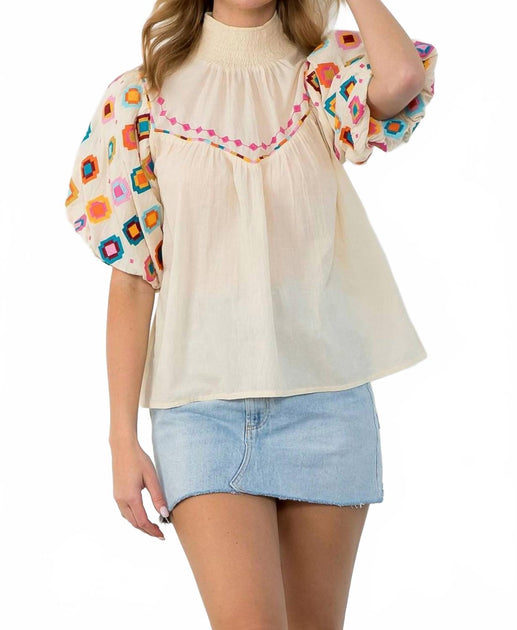 THML G.O.A.T. Embroidered Top Beige Large 4