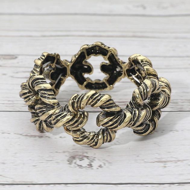 FASHNZFAB Twisted Metal Link Stretch Bracelet Silver One Size 3