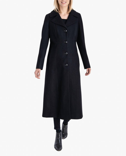 London Fog Single Breasted Maxi Peacoat Blue Large 2