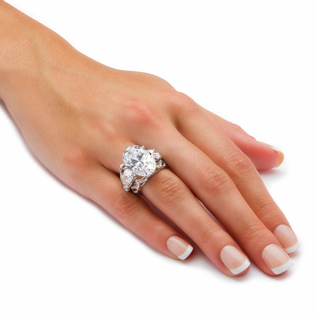 Palm 3 Piece Cubic Zirconia Bridal Ring Set White US 6 4