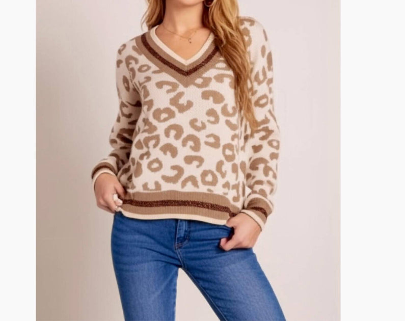  Funkitribe Animal Print Light Knit Sweater Brown Large 2
