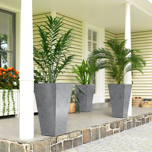 Hivvago 3-Pack Tapered Planter Marble 28in 5