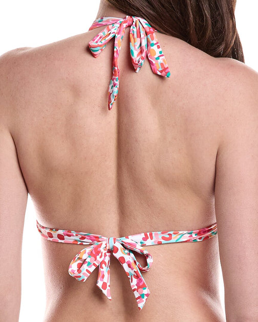 Helen Jon Soft Tie Halter Bra Bikini Top Multi Medium 3