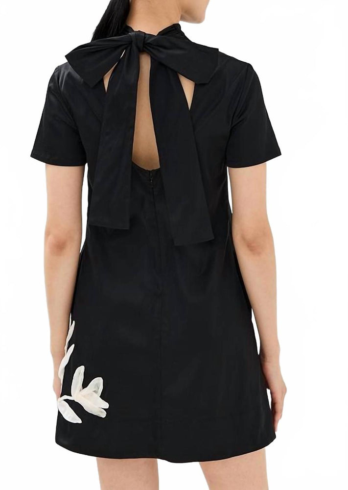 STAUD Ilana Mini Dress - Plus In Black With Floral Design