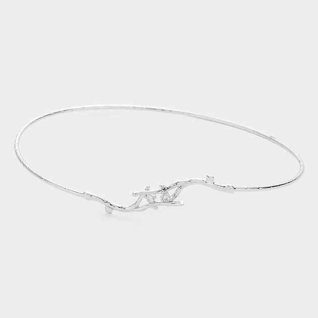 FASHNZFAB Twig Metal Bracelet Silver One Size 2