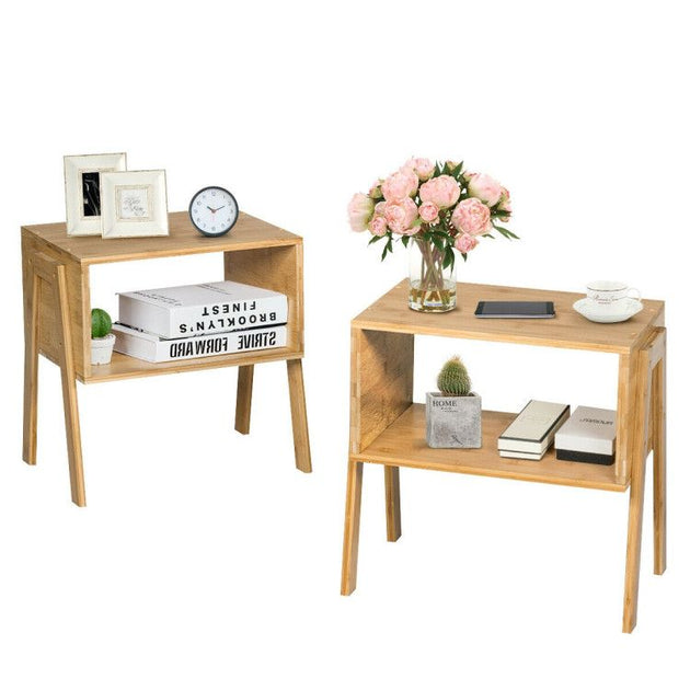 AGAH HOME Bamboo Nightstand Set of 2 4