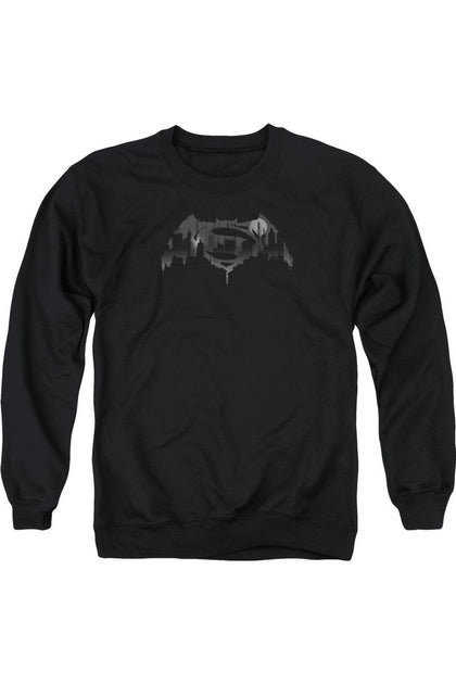 Gildan Batman V Superman Cityscape Logo Crewneck Sweatshirt Black Medium 2
