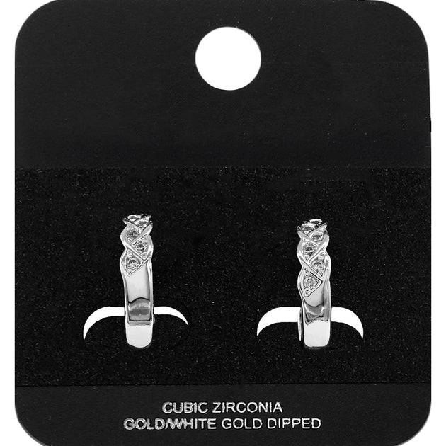 FASHNZFAB Twisted Mini Open Hoop Earrings Black 2