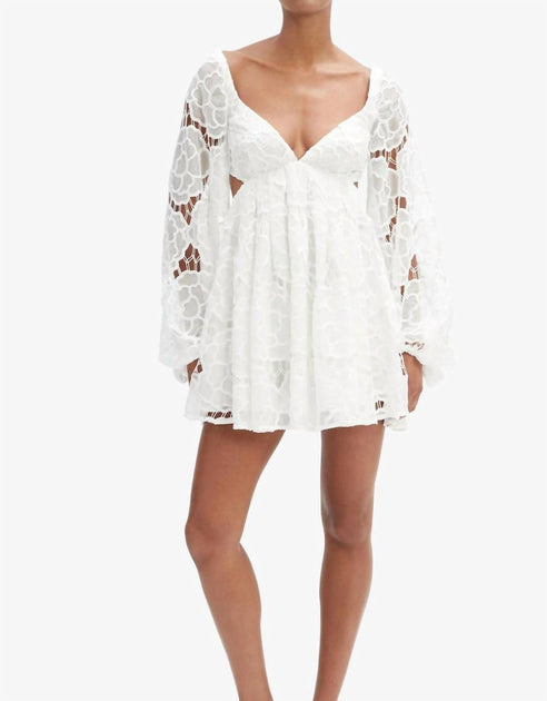Bardot Jovie Babydoll Mini Dress White Medium 2