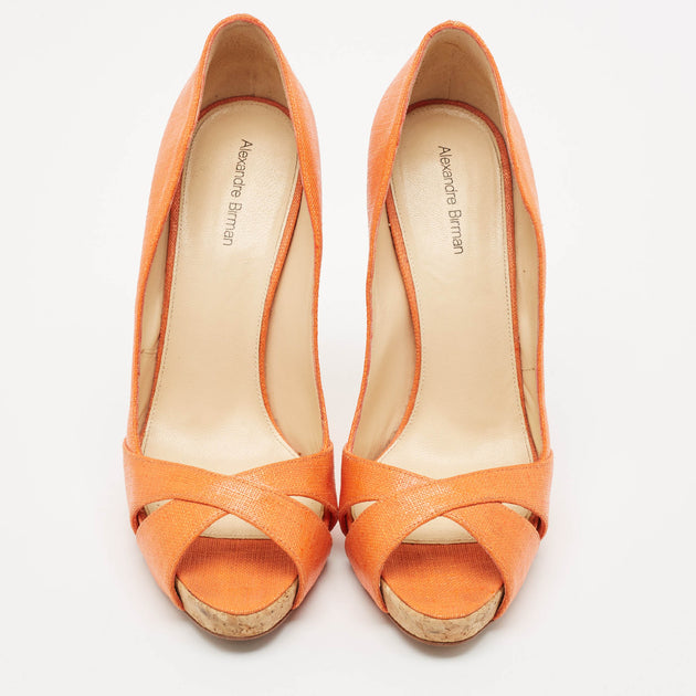Alexandre Birman Peep Toe Pumps Orange EU 39.5 4