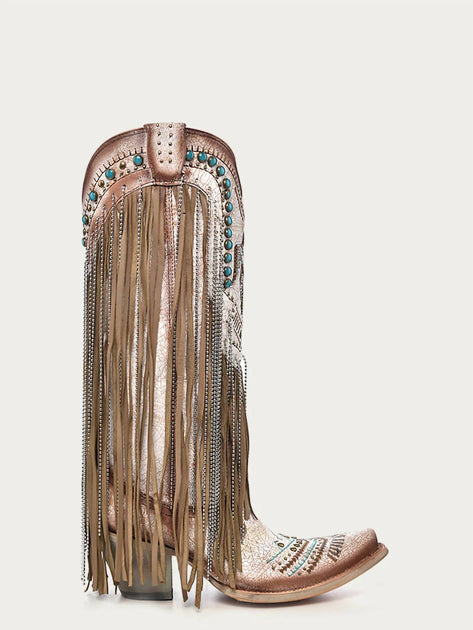 Corral Embroidered Eagle Cowboy Boot Beige US 9 2